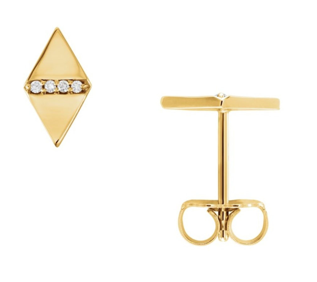 Diamond Geometric Earrings, 14k Yellow Gold