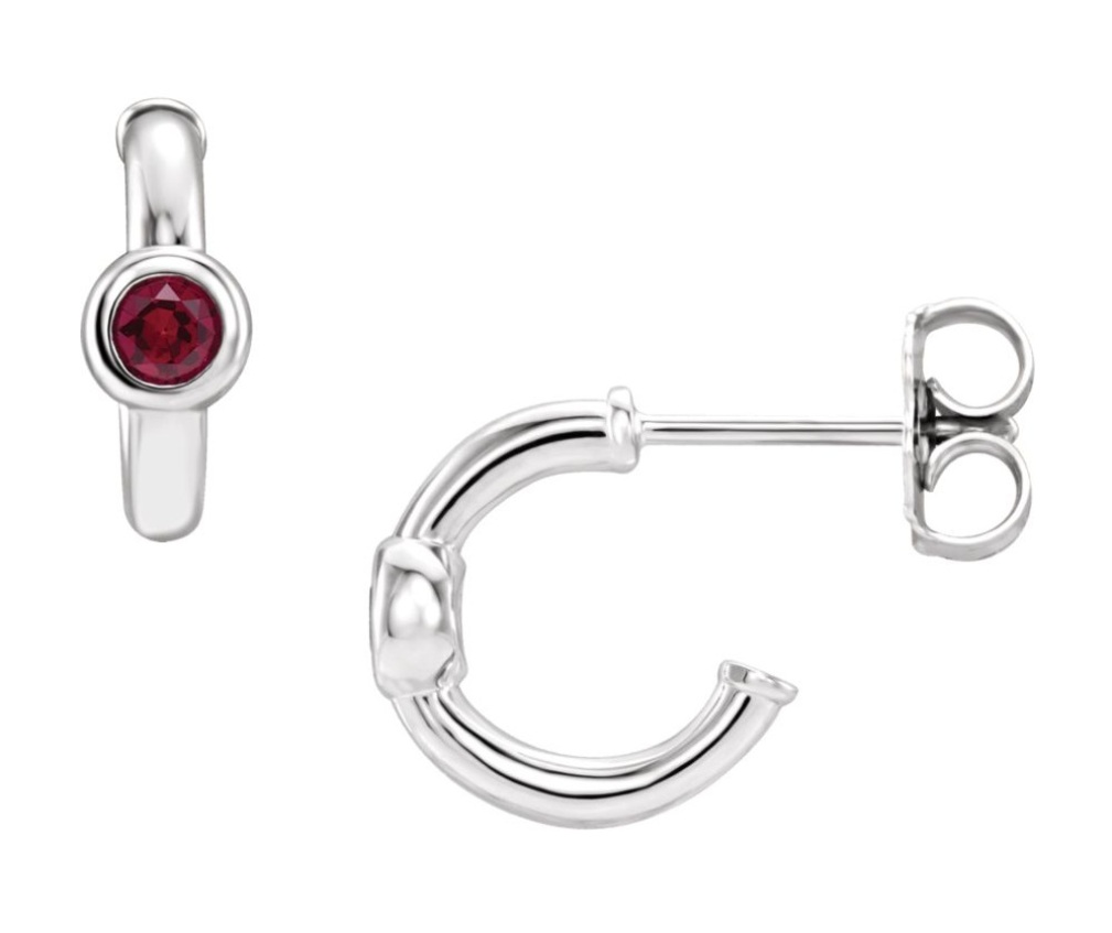 Sterling Silver Mozambique Garnet Hoop Earrings