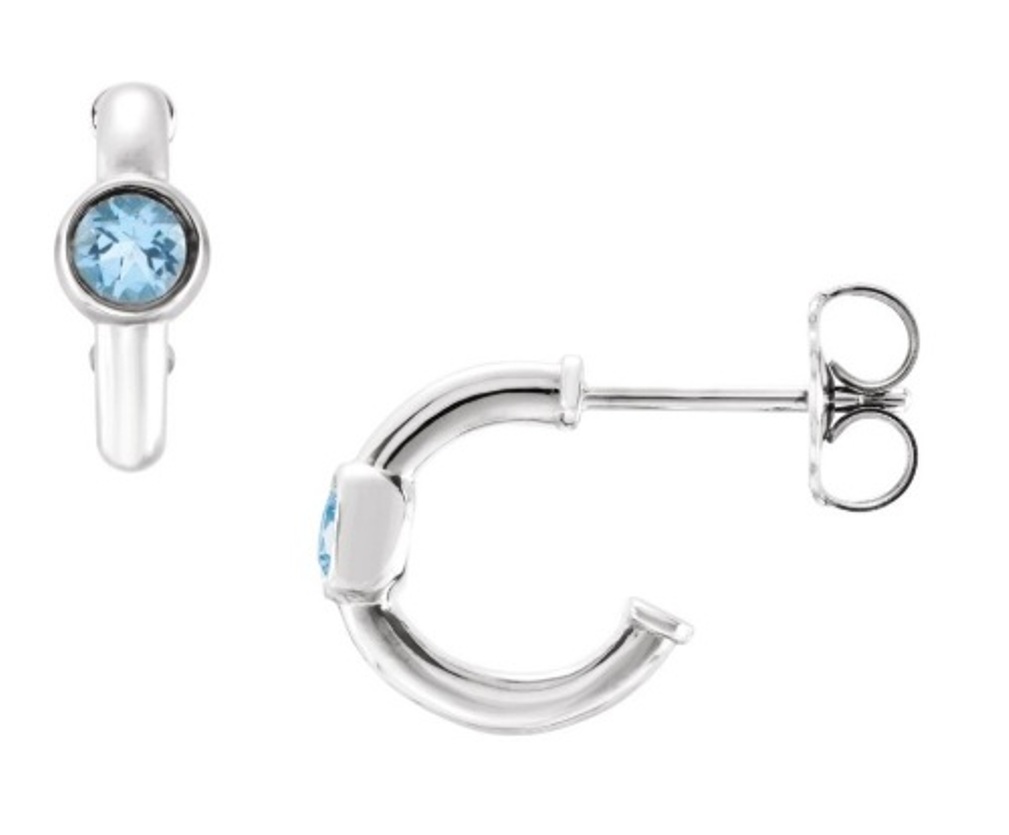 Sterling Silver Aquamarine Hoop Earrings