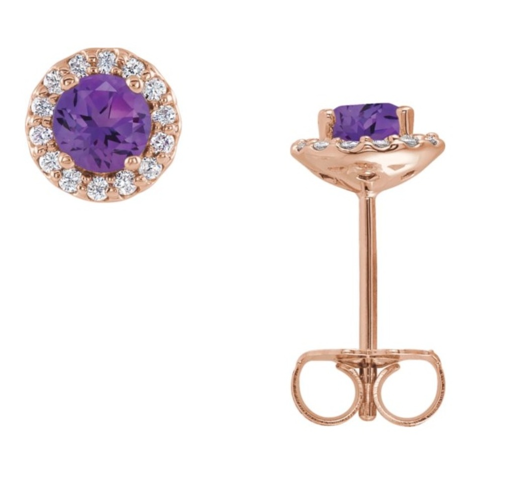 Genuine Amethyst 14K Rose