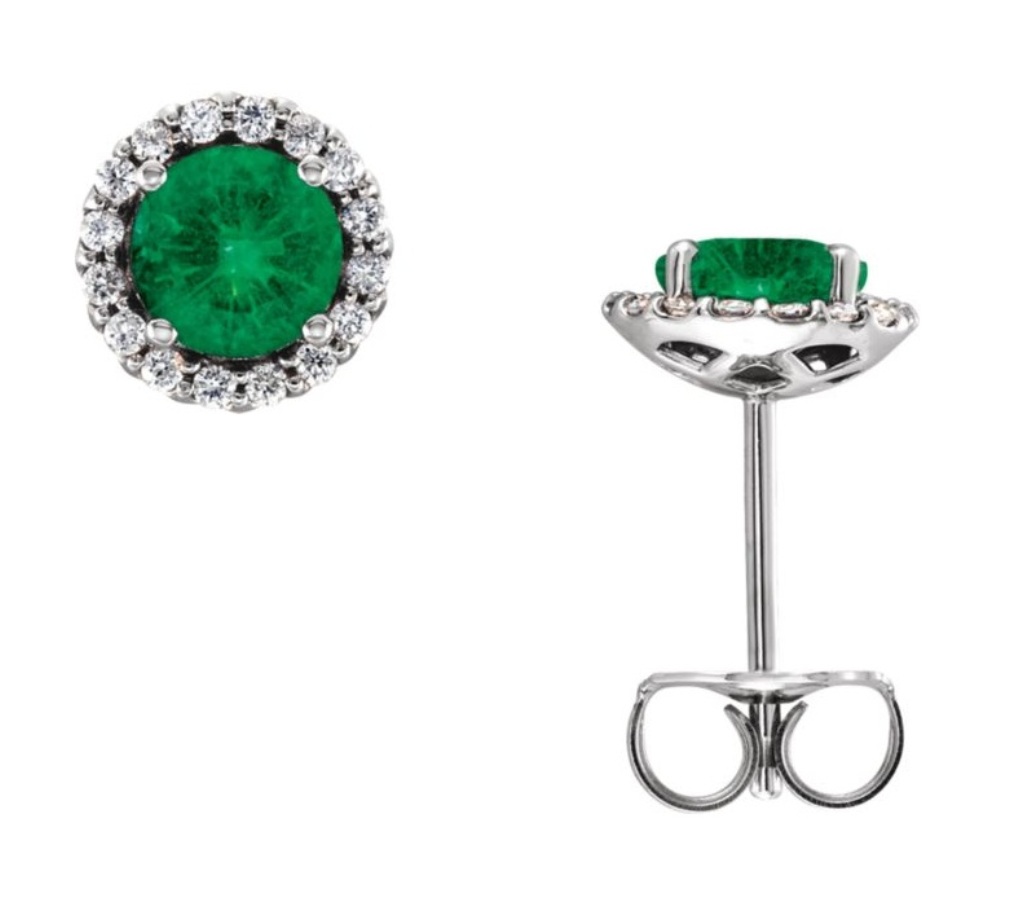 Genuine Emerald 14K White