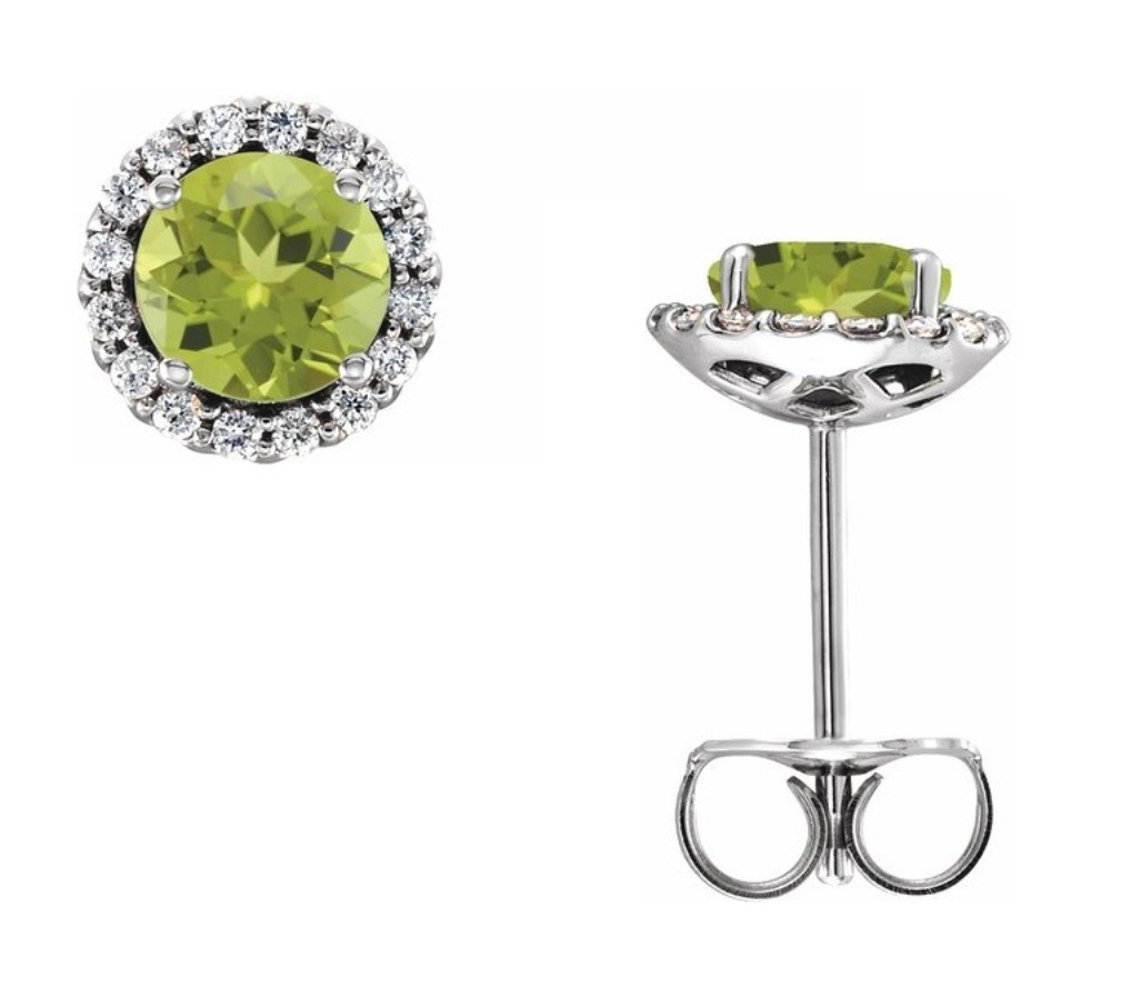 Genuine Peridot 14K White