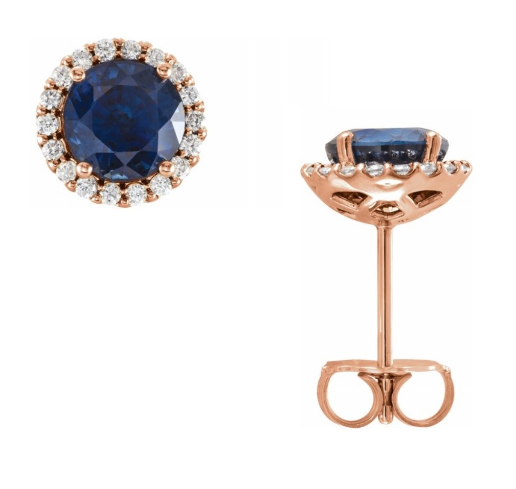 Chatham Lab-Created Blue Sapphire 14K Rose