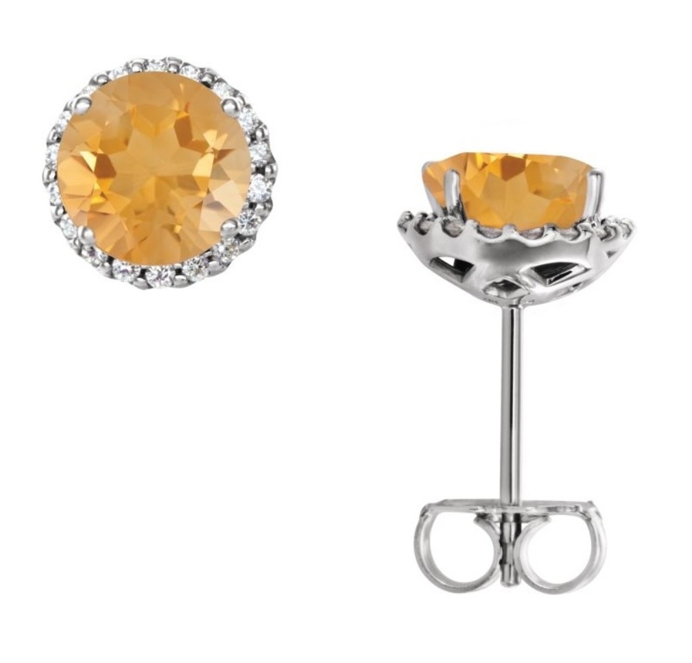 Genuine Citrine 14K White