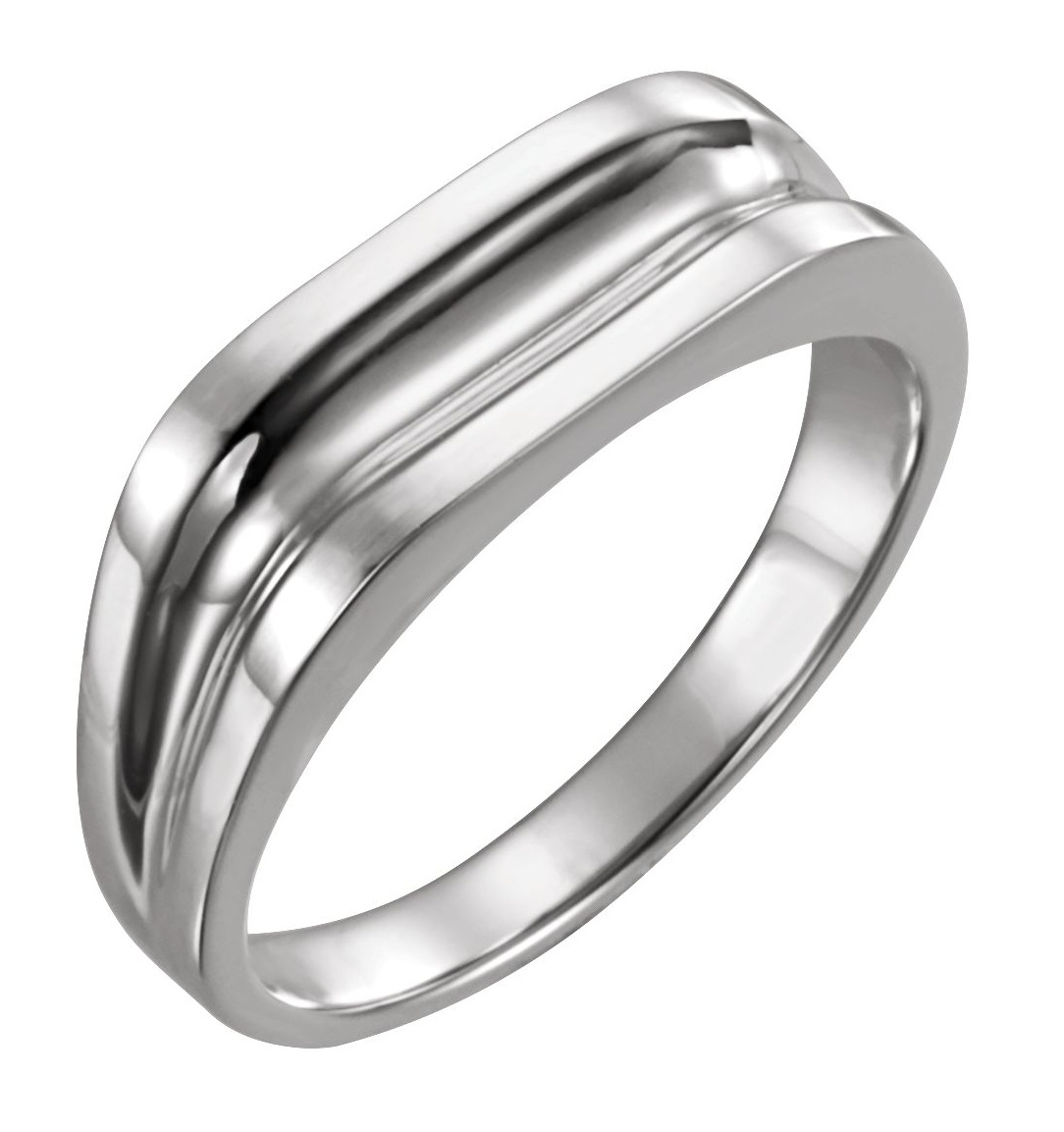 Men's Rhodium-Plated 10k White Gold Grooved Ring