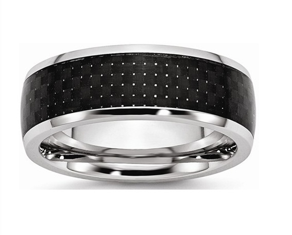 Polished Cobalt Black Carbon Fiber Inlay 8mm Band