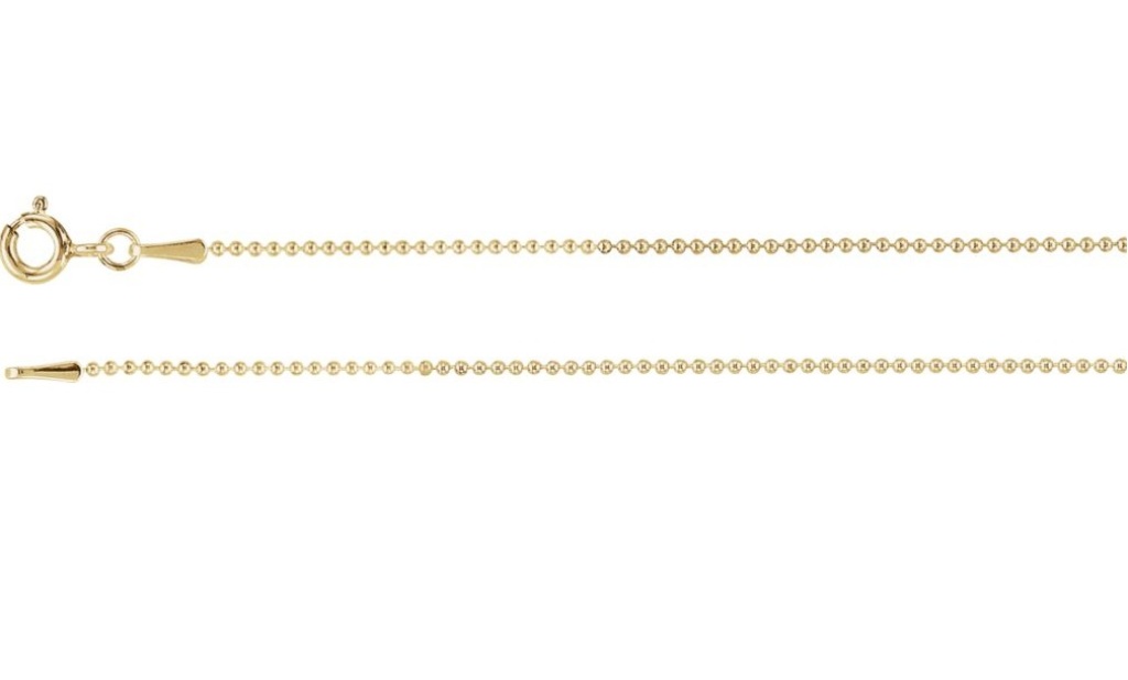 14k Yellow Gold 1mm Bead Chain 