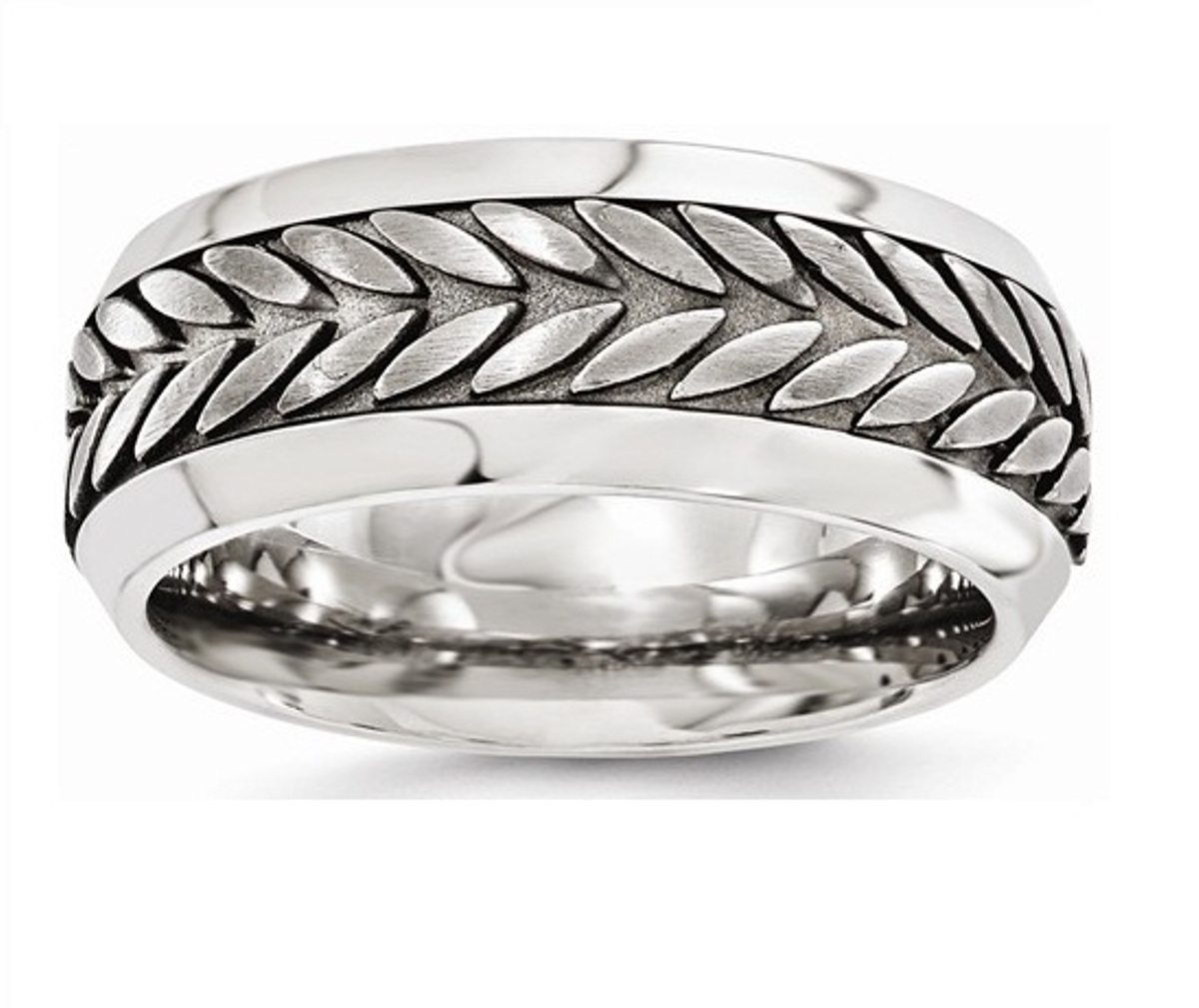Edward Mirell Titanium and Stainless Steel Casted Beveled 9mm Wedding Bands
