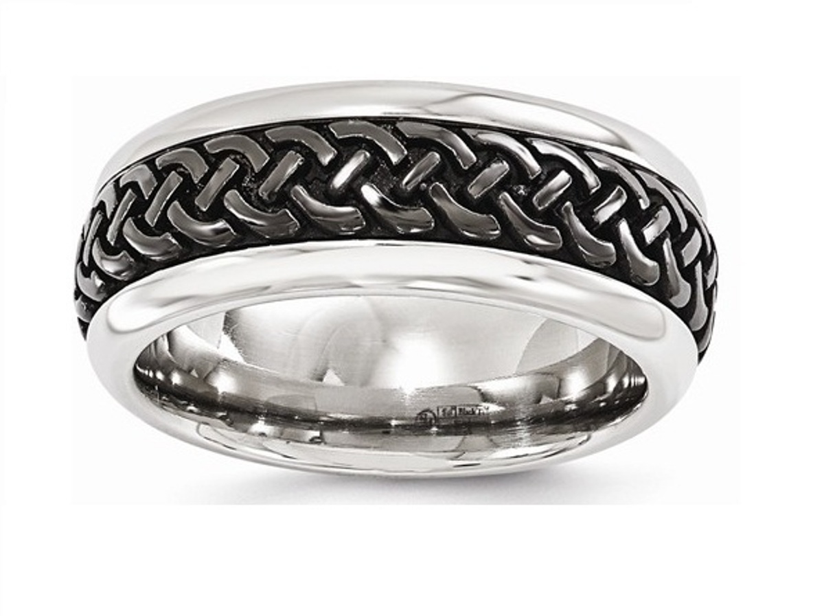 Edward Mirell Stainless Steel and Black Titanium Casted 9mm Wedding Bands