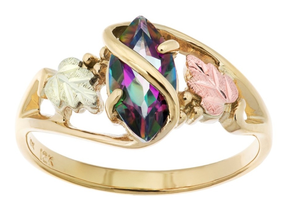 Marquise Mystic Fire Topaz Marquise Wrap Ring, 10k Yellow Gold, 12k Green and Rose Gold Black Hills Gold Motif/><br />
<img decoding=