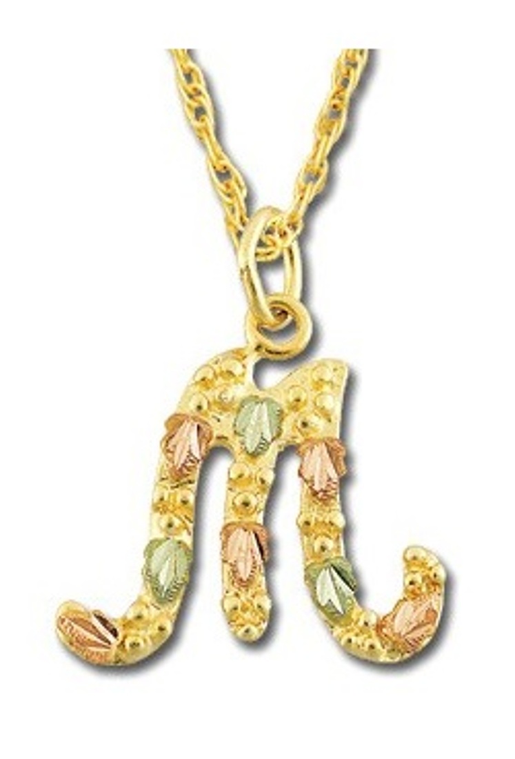 10K Yellow Gold Initial 'M' Pendant Necklace