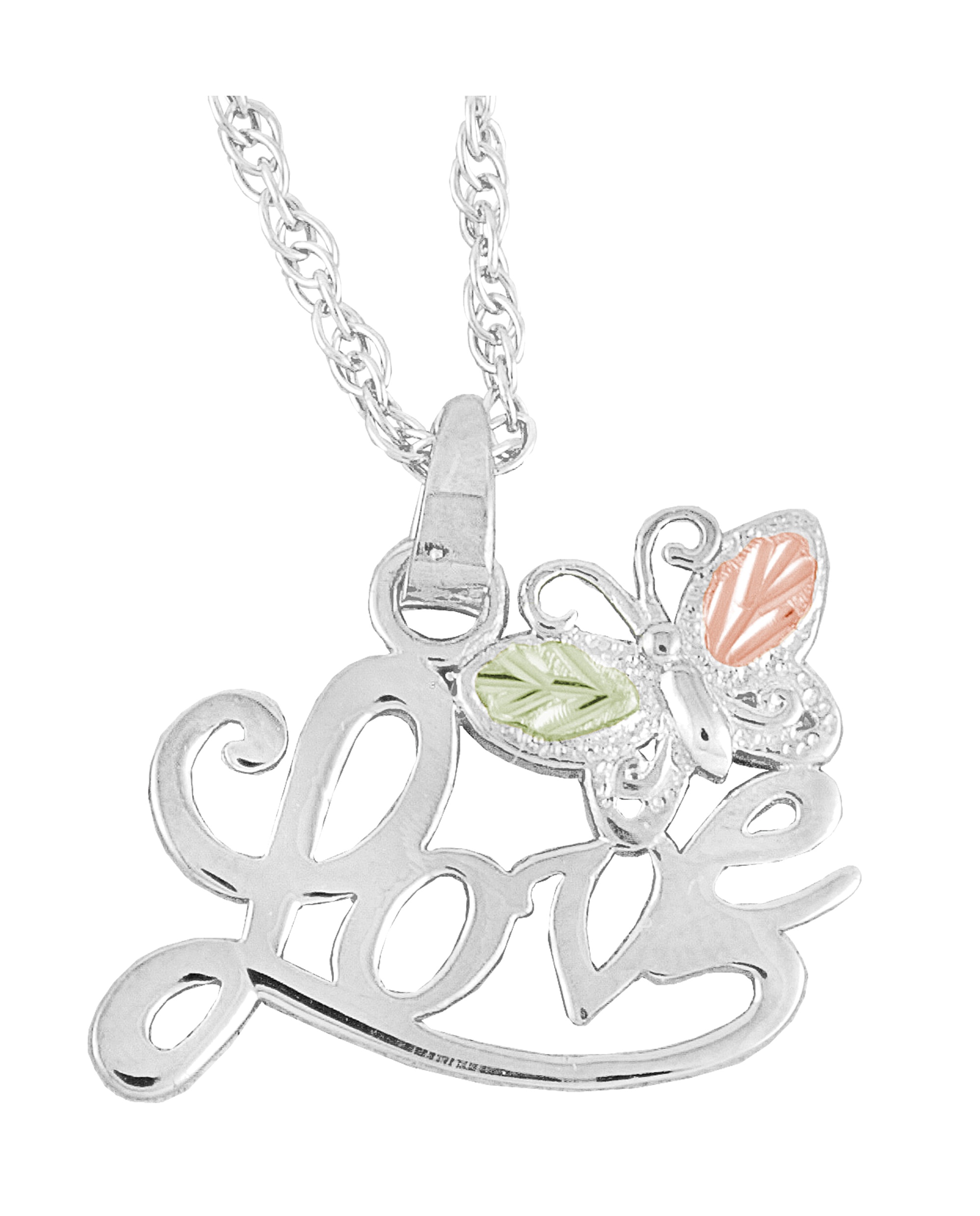 Love' Text with Butterfly Pendant Necklace
