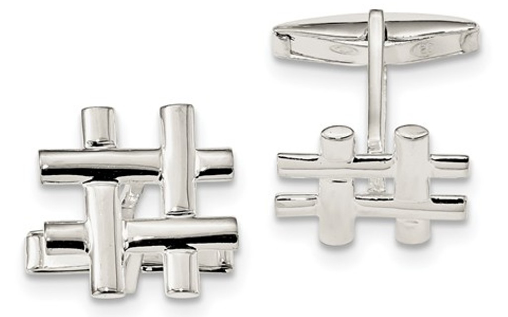 Sterling Silver Polished Toggle Back Squre Cuff links, 18.6 MMX8.4MM