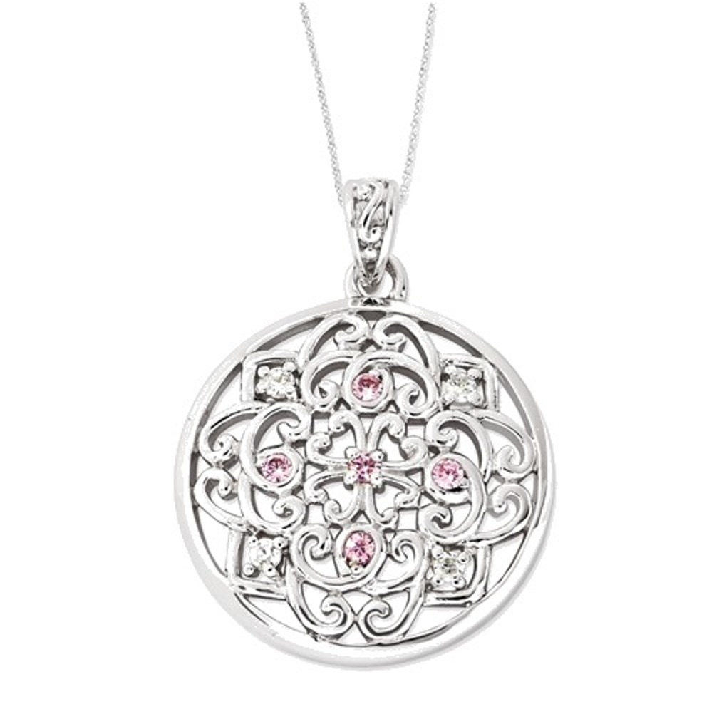 CZ Love Binds Us Together Pendant Necklace, Rhodium-Plated Sterling Silver, 18