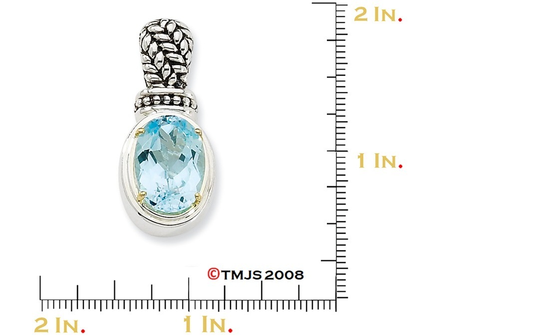 Sterling silver Blue Topaz antiqued necklace, chain is 18 inches long.