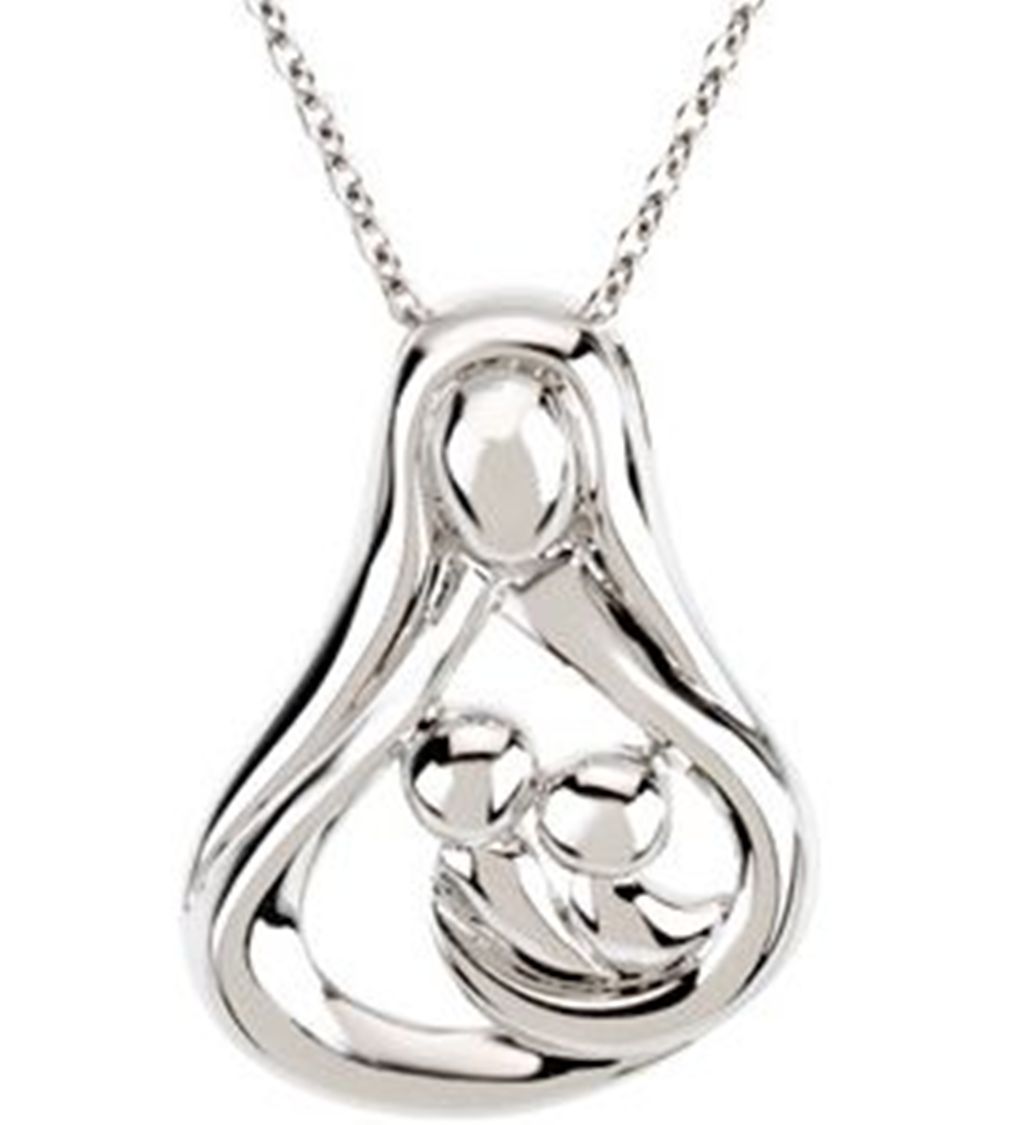 Sterling Silver 2 Child Mother's Embrace 18