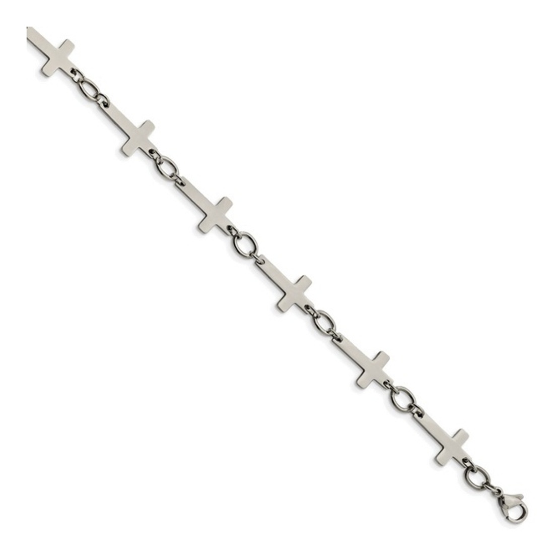 Stainless Steel Polished Sideways Cross Anklet