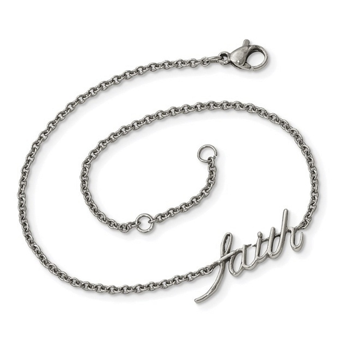 Stainless Steel Polished FAITH With 1in Ext. Anklet