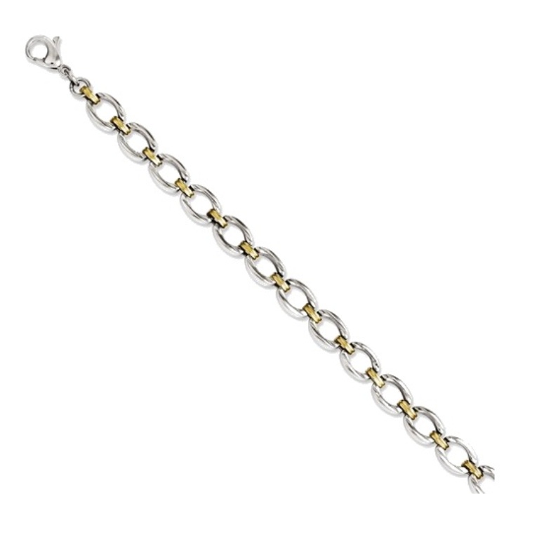 Yellow IP Stainless Steel Oval Bracelet, 8.25