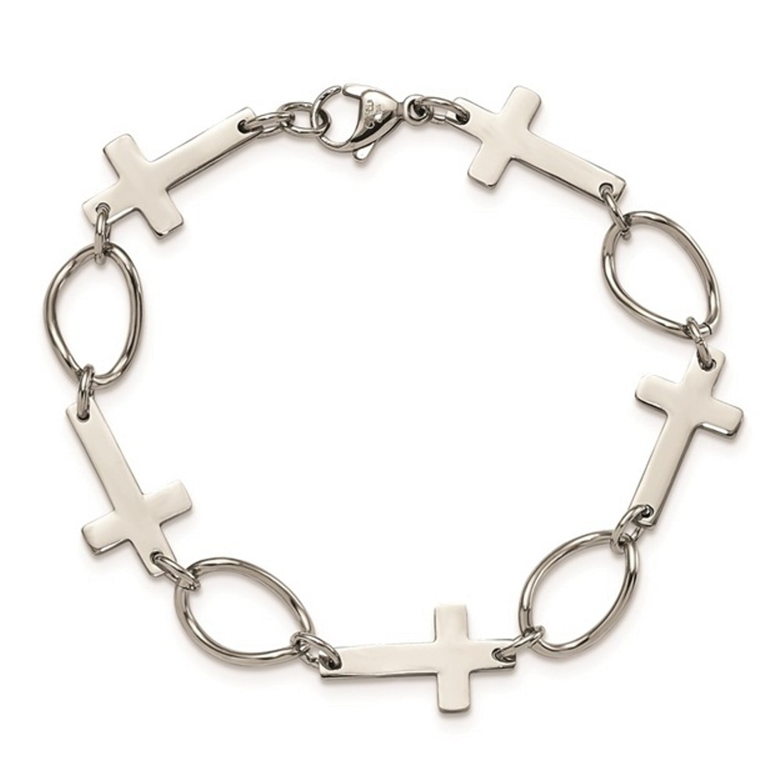 Stainless Steel Polished Cross Bracelet