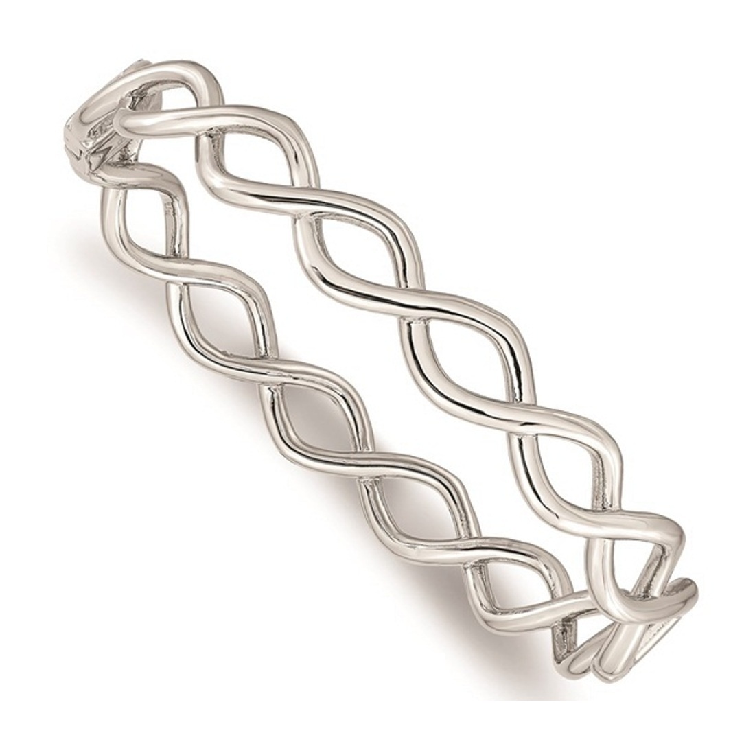 Stainless Steel Polished Criss Cross Hinged Bangle