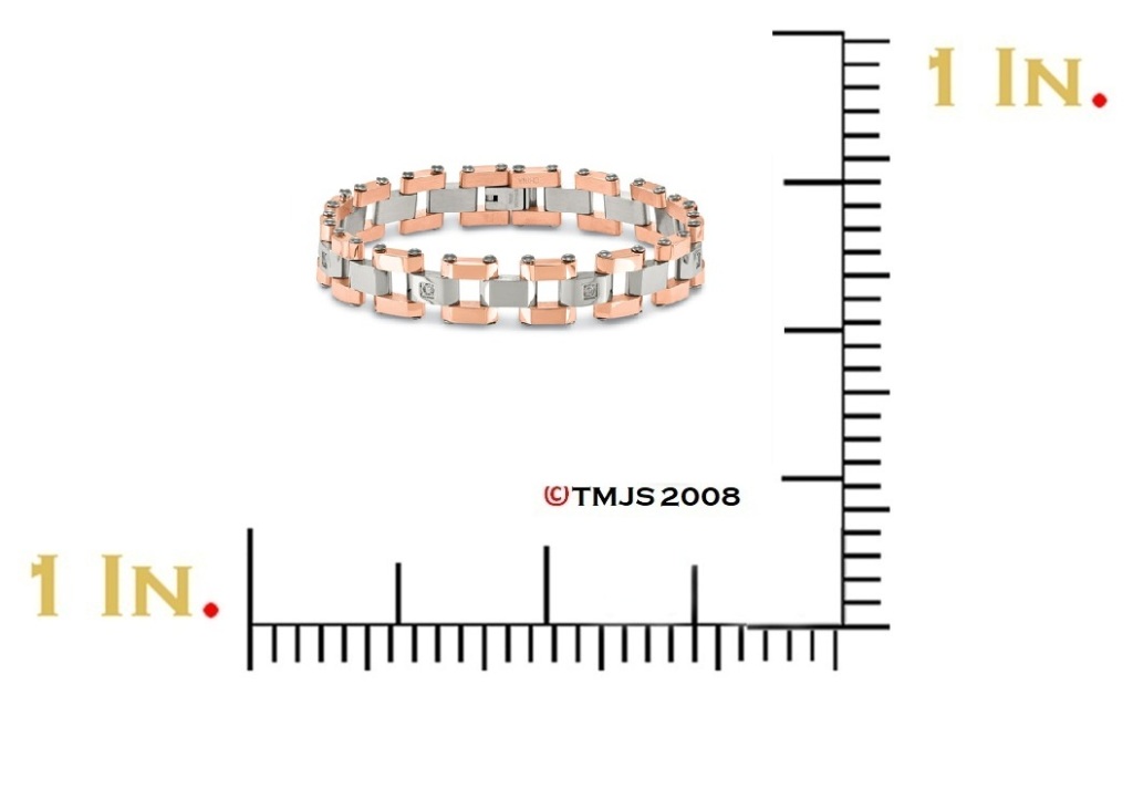 Men's Rose IP Stainless Steel Diamond Bracelet, 8.75