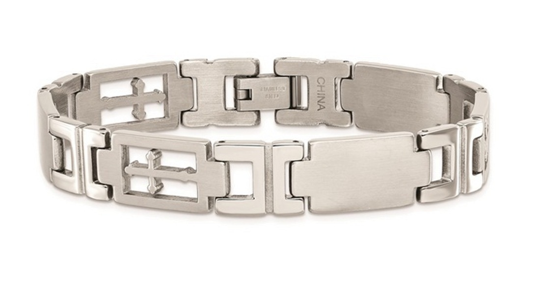 Stainless Steel Cross 8.25in Bracelet
