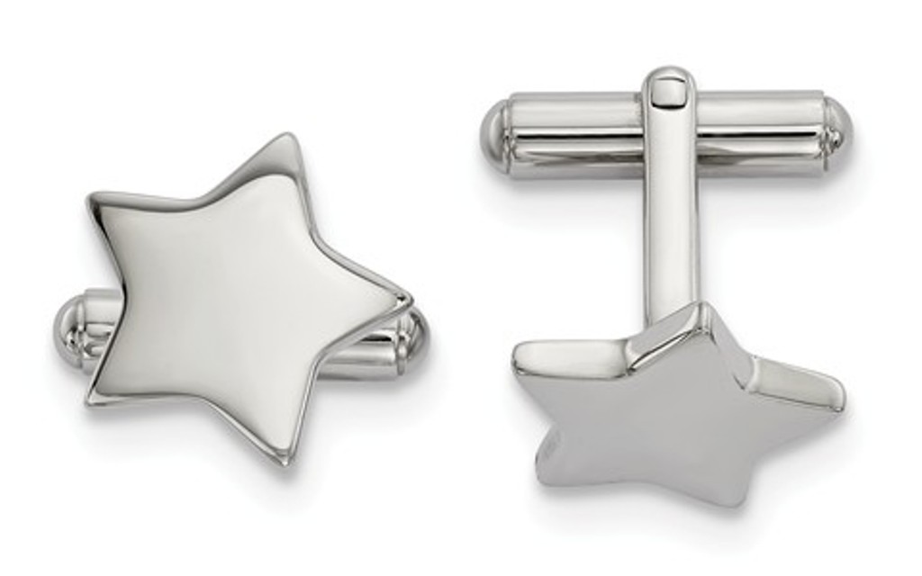 Stainless Steel, Bullet Back Star Cuff Links, 18.25x16.87MM
