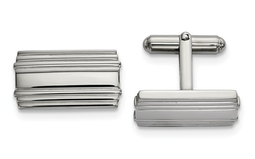 Stainless Steel Bullet Back, Rectangle Cuff Links, 19.13x17.4MM
