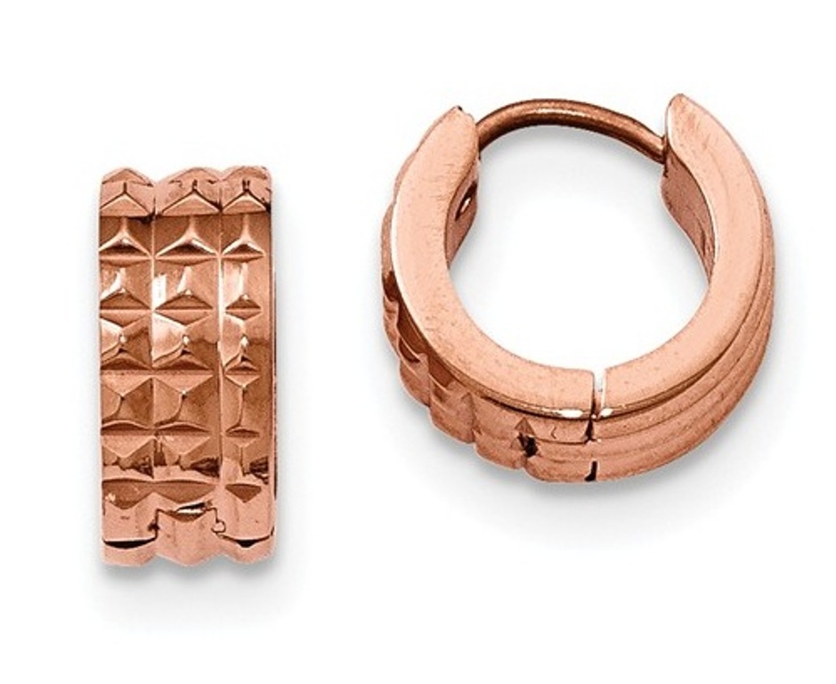 Rose-IP Stainless Steel Studded Huggie Earrings