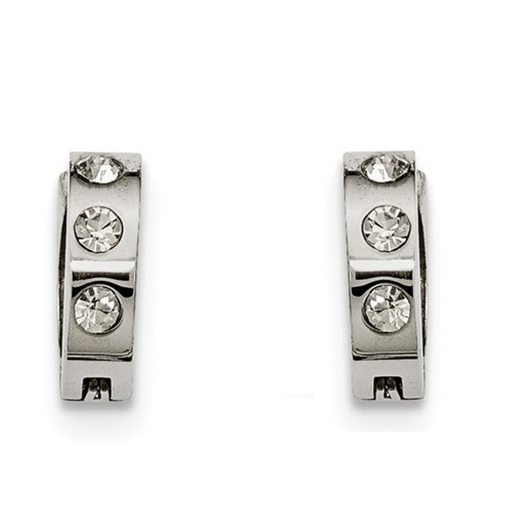 Stainless Steel Crystal Clip Non Pierced Cuffs Earrings 