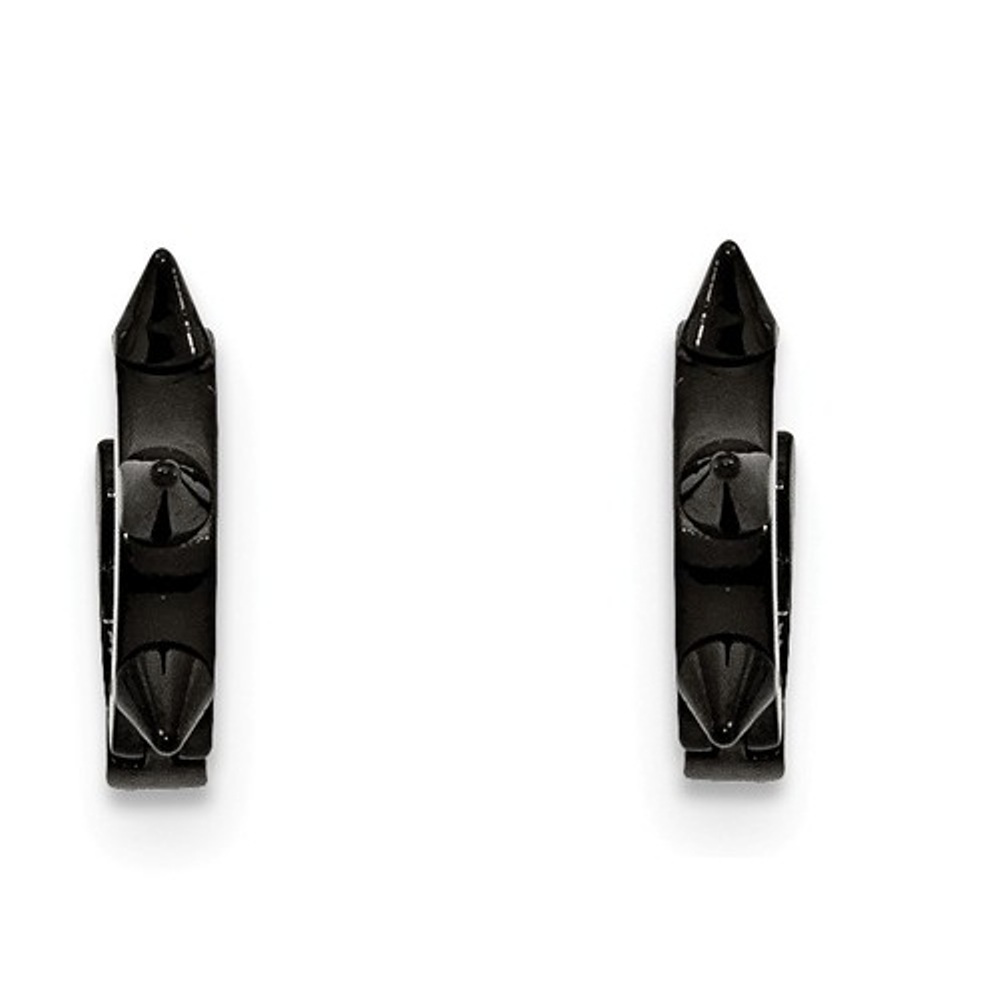Black-IP Stainless Steel Spiked Huggie Earrings