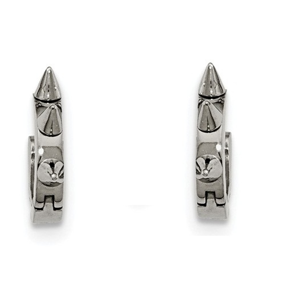 Stainless Steel Spiked Huggie Earrings