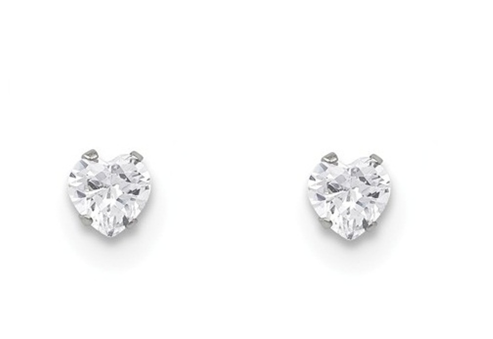 Stainless Steel 5mm Heart CZ Stud Post Earrings