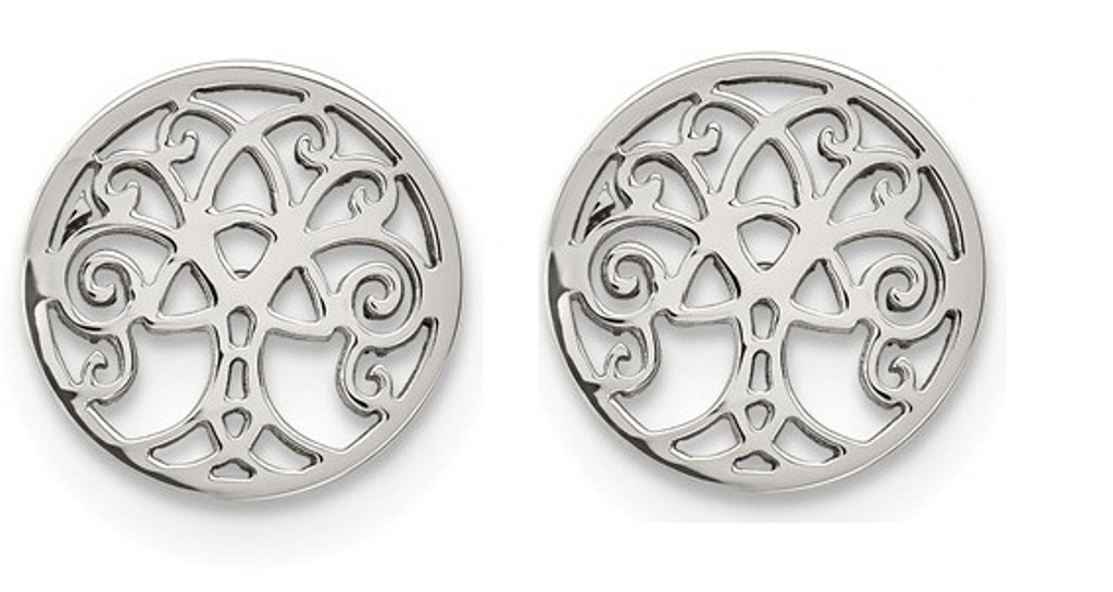 Stainless Steel Tree Of Life Post Earrings