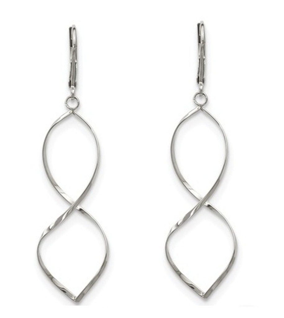 Stainless Steel Twist Dangle Leverback Earrings