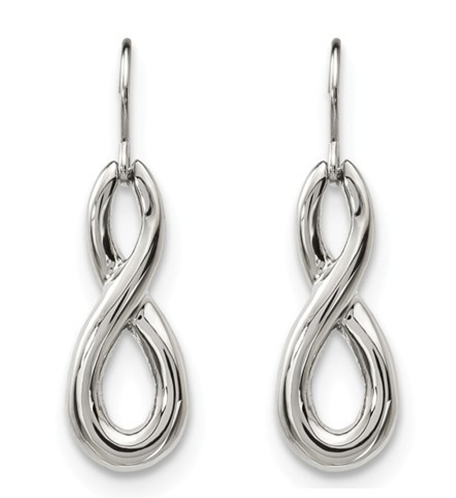 Stainless Steel Infinity Symbol Shepherd Hook Dangle Earrings