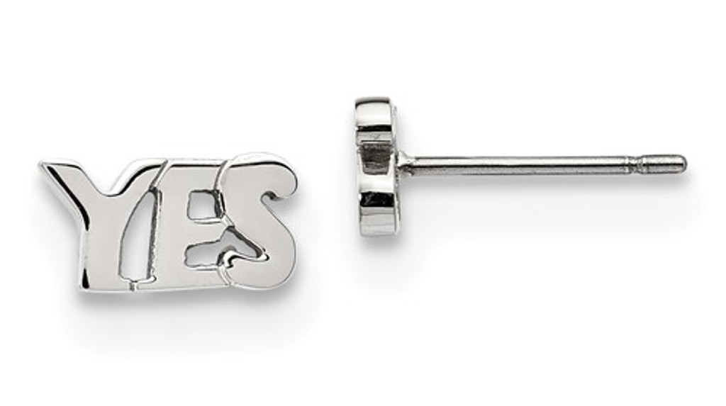Polished Stainless Steel YES Post Earrings