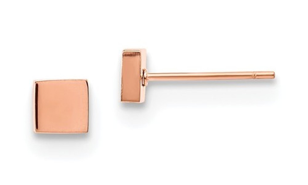 Rose-IP Stainless Steel Square Post Earrings