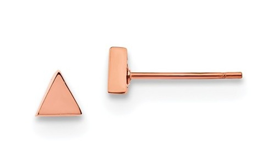 Rose-IP Stainless Steel Triangle Post Earrings