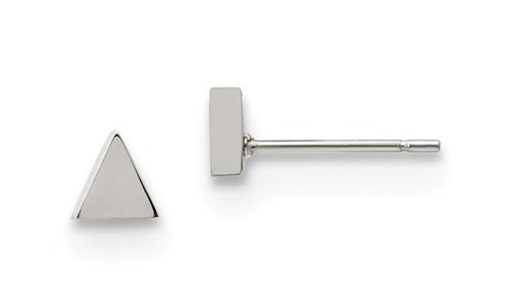 Polished Stainless Steel Triangle Post Earrings