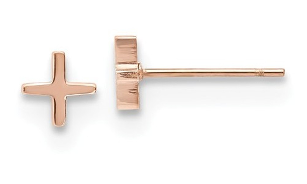 Rose-IP Stainless Steel Cross Post Earrings
