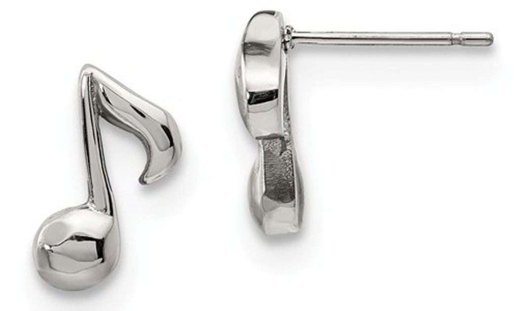 Stainless Steel Music Note Post Earrings