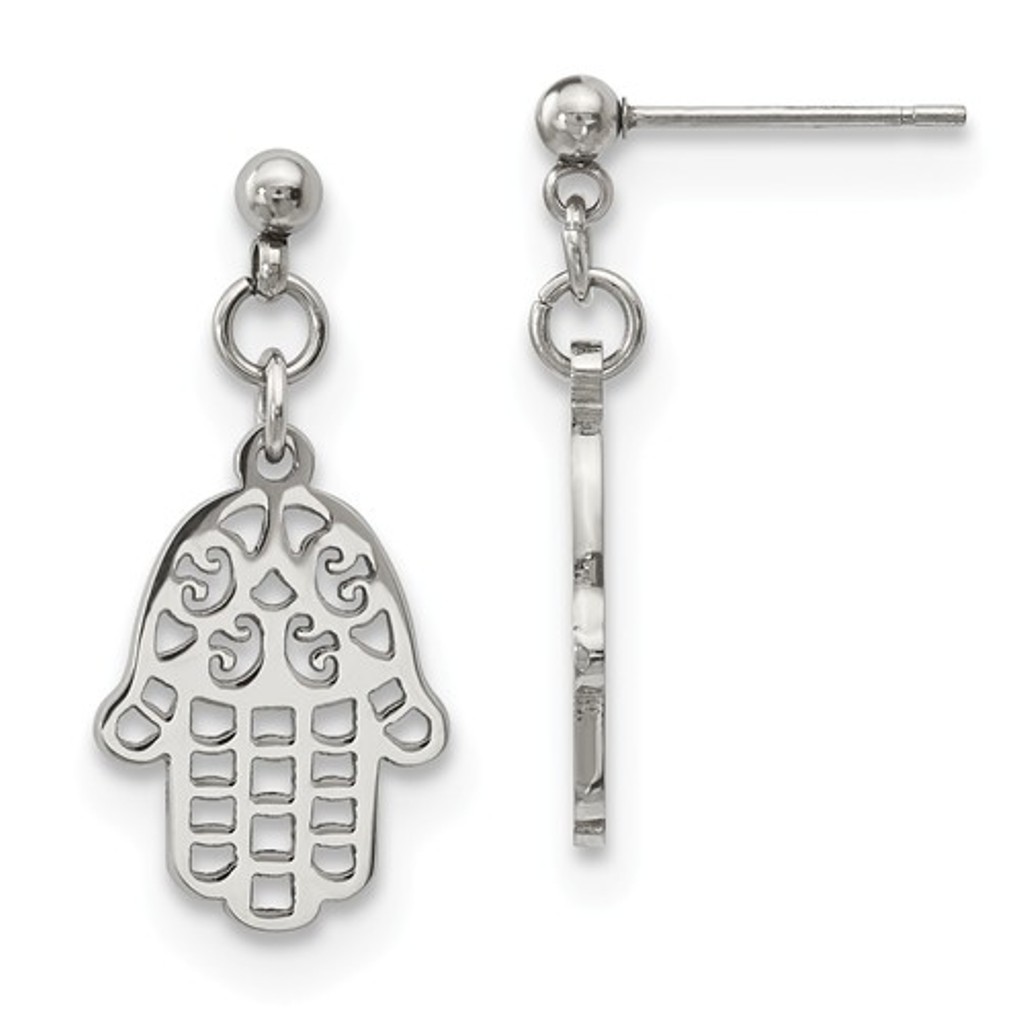 Stainless Steel Chamseh/Hamsa Post Dangle Earrings