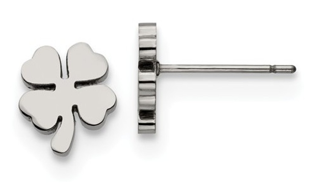 Stainless Steel Four Leaf Clover Post Earrings