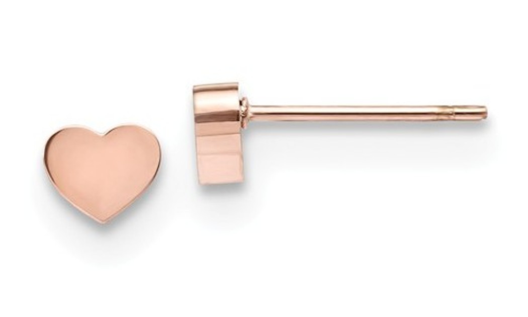 Rose-IP Stainless Steel Heart Post Earrings