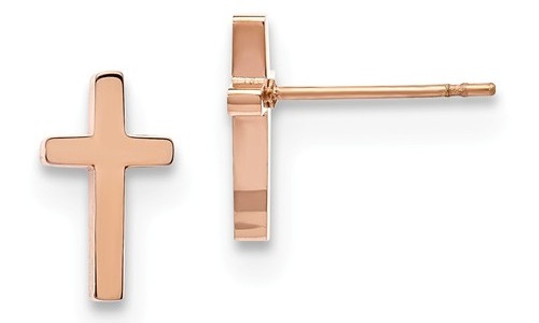 Rose-IP Stainless Steel Cross Post Earrings