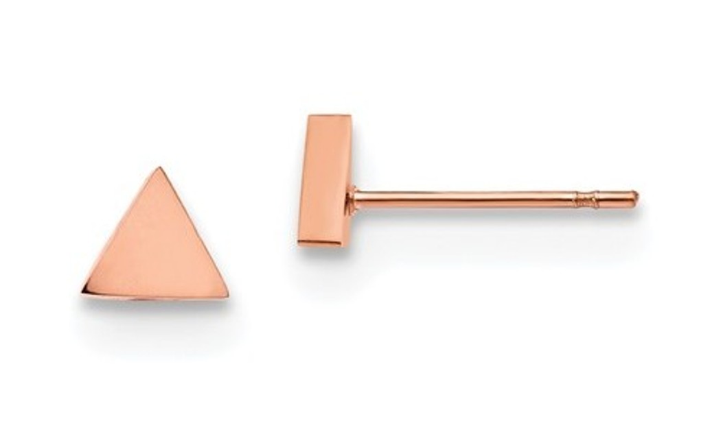 Rose-IP Stainless Steel Triangle Post Earrings