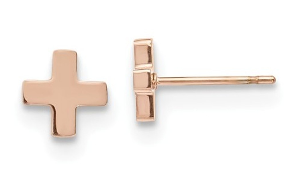  Rose IP Stainless Steel Cross Post Earrings