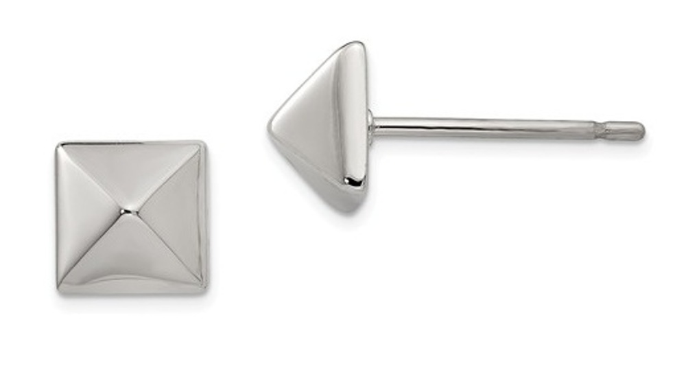 Polished Stainless Steel Stud Post Earrings